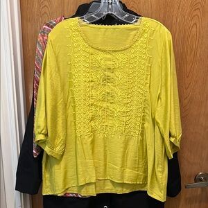 Yellow Embroidered Women's Top